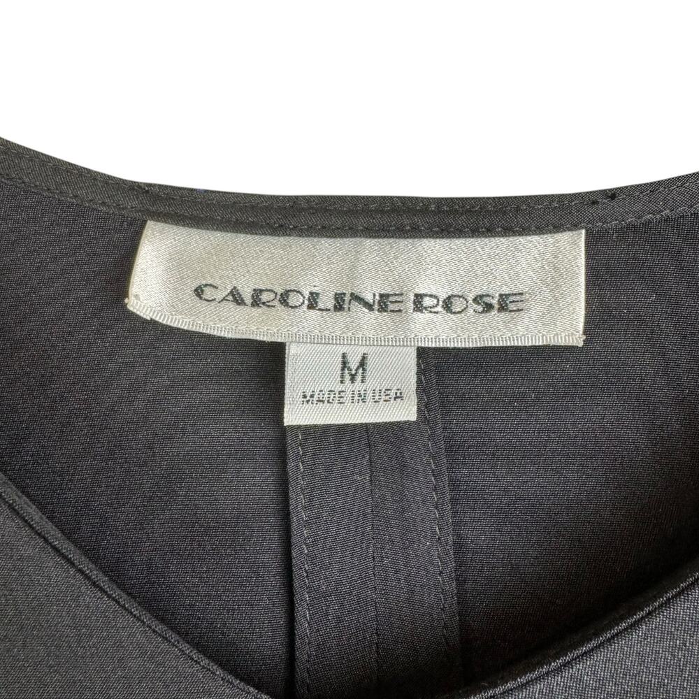 Caroline Rose NWT Solid Black 100% Silk V-neck 3/4 Sleeve Simple Tunic Blouse - Picture 11 of 12